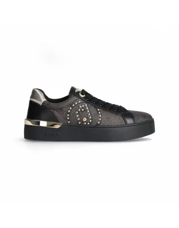 Sneakers Donna Liu-jo Silvia 92 BF3041EX191 in Pelle Beige o Marrone Stringata casual con logo in rilievo e logo