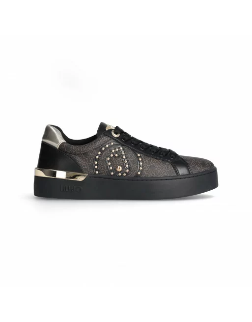 Sneakers Donna Liu-jo Silvia 92 BF3041EX191 in Pelle Beige o Marrone Stringata casual con logo in rilievo e logo
