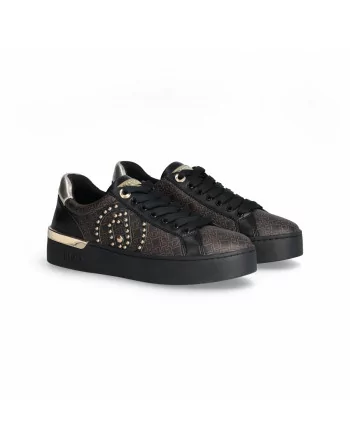 Sneakers Donna Liu-jo Silvia 92 BF3041EX191 in Pelle Beige o Marrone Stringata casual con logo in rilievo e logo