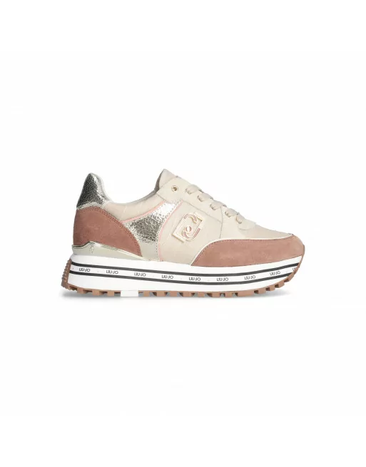 Sneakers Donna Liu-jo Maxi Wonder BF3009PX388 in camoscio Black o Tan modello casual. Sneakers casual