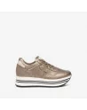 Sneakers Donna NeroGiardini I308380D in Pelle Nero o Brown modello casual. Autunno Inverno 2023