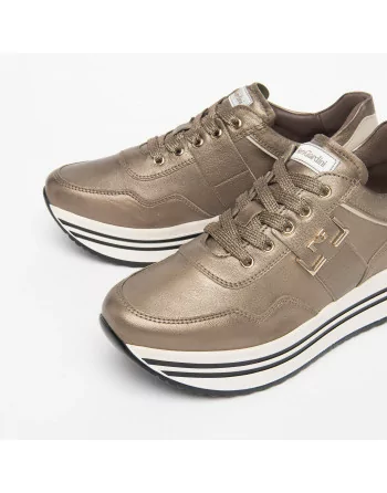 Sneakers Donna NeroGiardini I308380D in Pelle Nero o Brown modello casual. Autunno Inverno 2023