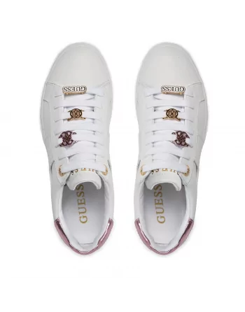 Sneakers donna Guess in pelle Bianco con accessori Giella FLJGIEFAL2