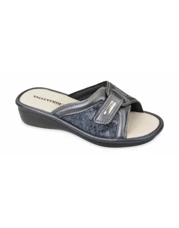 Sandali Donna Valleverde 37103 in Pelle Peltro o Blu modello casual. Calzature comode