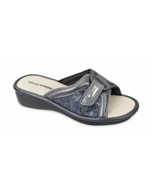 Sandali Donna Valleverde 37103 in Pelle Peltro o Blu modello casual. Calzature comode