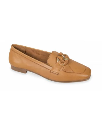 Mocassini Donna Valleverde 28M502 in Pelle Nude o Cuoio o Nero modello casual. Calzature comode