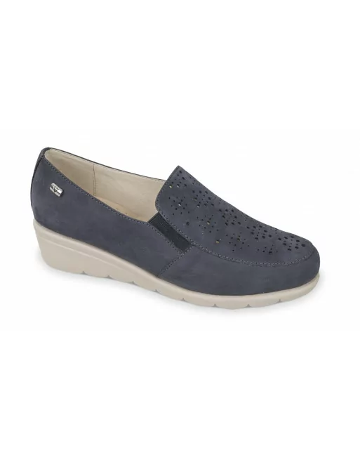 Mocassini Donna Valleverde VS10332A in Pelle Taupe o Jeans modello casual. Calzature comode