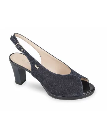 Sandalo elegante Donna Valleverde 28345 in Pelle Silver o Nero o Blu modello casual. Calzature comode