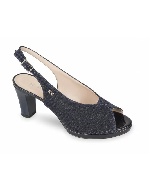 Sandalo elegante Donna Valleverde 28345 in Pelle Silver o Nero o Blu modello casual. Calzature comode