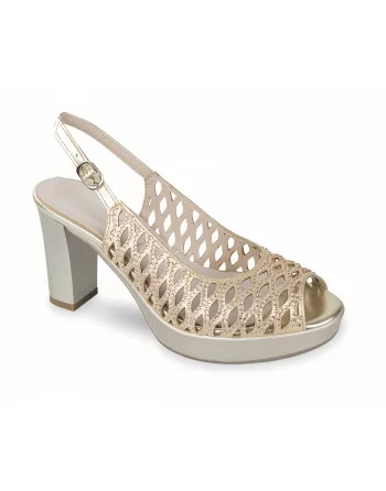 Sandalo elegante Donna Valleverde 45385 in Pelle Silver o Gold o Bluette modello casual. Calzature comode