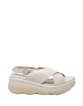 Sandali Donna con zeppa in Pelle Cinzia Soft TD004 Cuoio Nero Beige