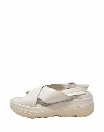 Sandali Donna con zeppa in Pelle Cinzia Soft TD004 Cuoio Nero Beige