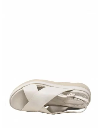 Sandali Donna con zeppa in Pelle Cinzia Soft TD004 Cuoio Nero Beige