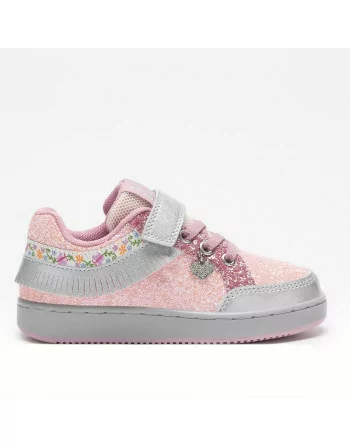 Sneakers Bambina Lelli Kelly LKAA8090AGL in Pelle Rosa/Argento modello Frangetta Mix Pan di Zucchero