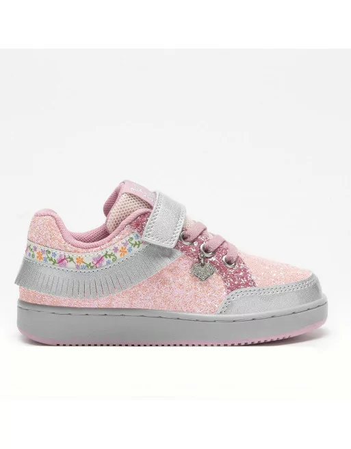 Sneakers Bambina Lelli Kelly LKAA8090AGL in Pelle Rosa/Argento modello Frangetta Mix Pan di Zucchero