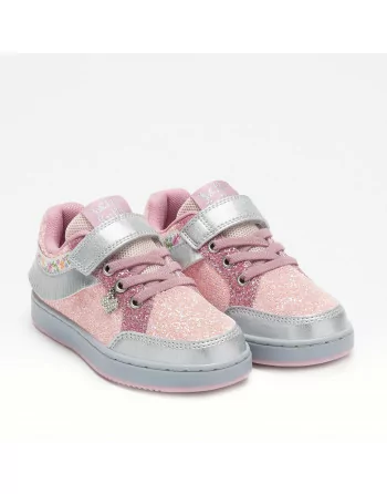 Sneakers Bambina Lelli Kelly LKAA8090AGL in Pelle Rosa/Argento modello Frangetta Mix Pan di Zucchero