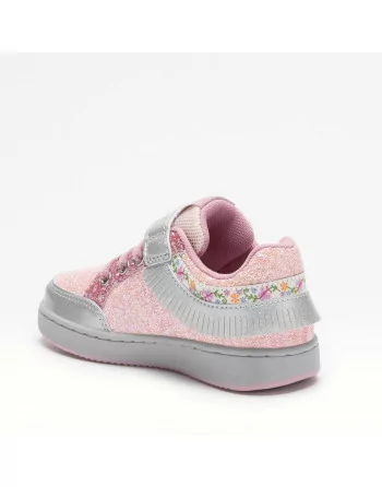 Sneakers Bambina Lelli Kelly LKAA8090AGL in Pelle Rosa/Argento modello Frangetta Mix Pan di Zucchero