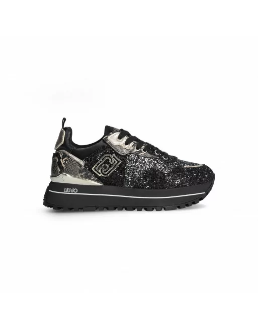 Sneakers Donna LIU.JO BF4001TX007 in Pelle Glitter Black