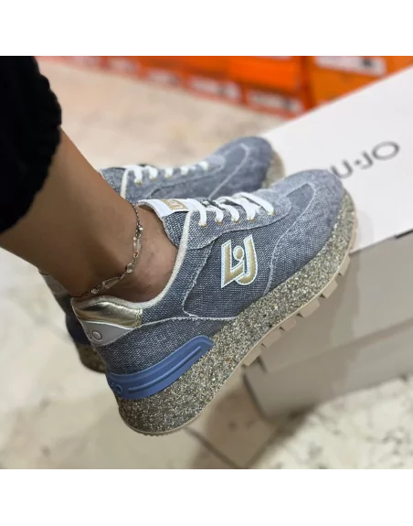 Sneakers Donna Liu.Jo BA4009TX390 in tessuto e Glitter Denim AMAZING 27