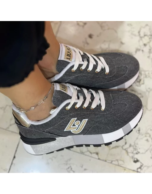 Sneakers Donna Liu.Jo BA4009TX390 in tessuto e Glitter Denim AMAZING 27