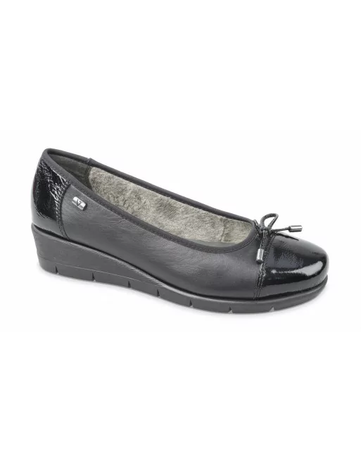 Ballerine Donna Valleverde VS10202 in Pelle Nero con interno pelliccia