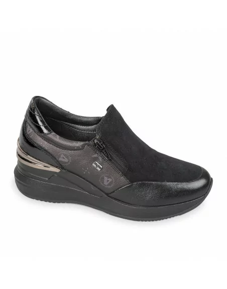 Sneakers Donna Valleverde 36286 in Pelle Nero