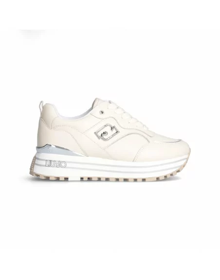 Sneakers Donna LIU.JO in Pelle Bianco o Beige BA4059P0102 Maxi Wonder 73