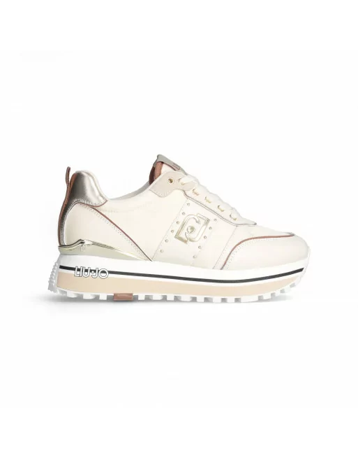 Sneakers Donna LIU.JO Beige BA4055PX081 in Pelle Beige Maxi Wonder