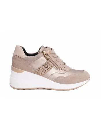 Sneakers Donna Queen Helena QH8010 in Camoscio Beige