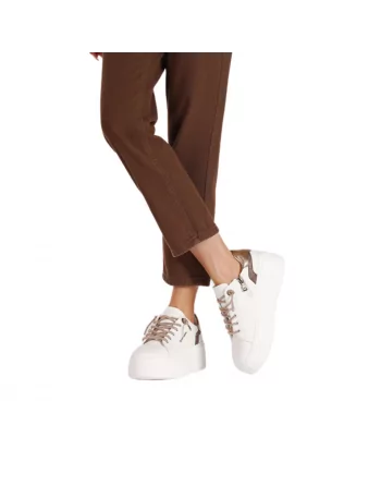 Sneakers Donna Queen Helena X31-13 in Pelle Bianco o Beige