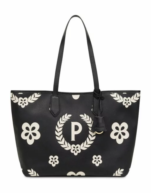 Shopper Pollini Nero con logo Fiorato TE8427PP06Q1E00A