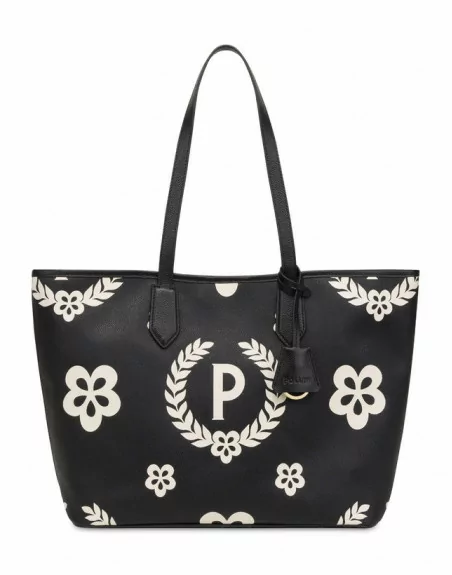 Shopper Pollini Nero con logo Fiorato TE8427PP06Q1E00A