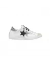 Sneakers Donna Two Stars 2SD4604 Bianco Stella Argento e Nero