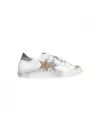 Sneakers Donna Two Stars 2SD2817 Bianco Stella Argento e Oro