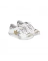 Sneakers Donna Two Stars 2SD2817 Bianco Stella Argento e Oro