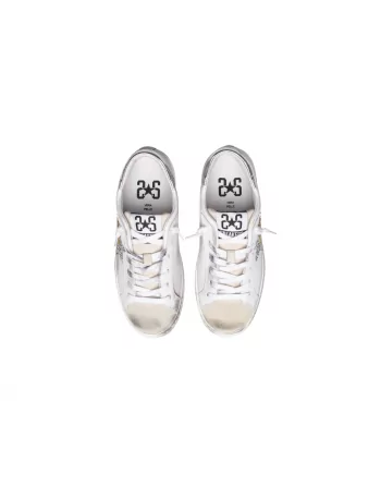 Sneakers Donna Two Stars 2SD2817 Bianco Stella Argento e Oro