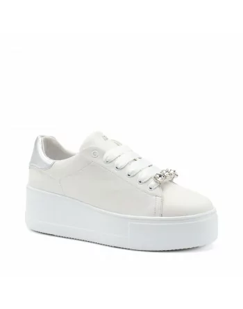 Sneakers Donna Frau 39P1 in Pelle Bianco con applicazioni