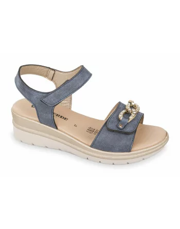 Sandalo Donna Valleverde con zeppa 55566 Pelle Avorio o Blu