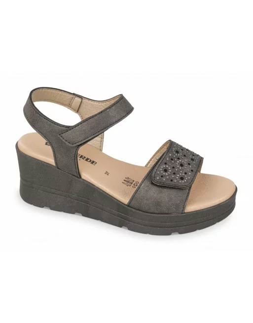 Sandalo Donna Valleverde con zeppa e strappo 55582 in Pelle Avorio o Nero