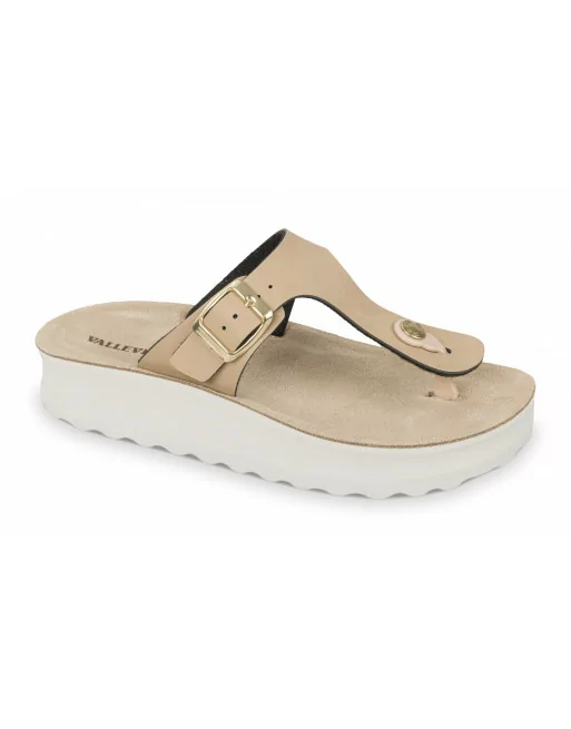 Infradito Donna con zeppa Valleverde V37130 Bianco o Sabbia
