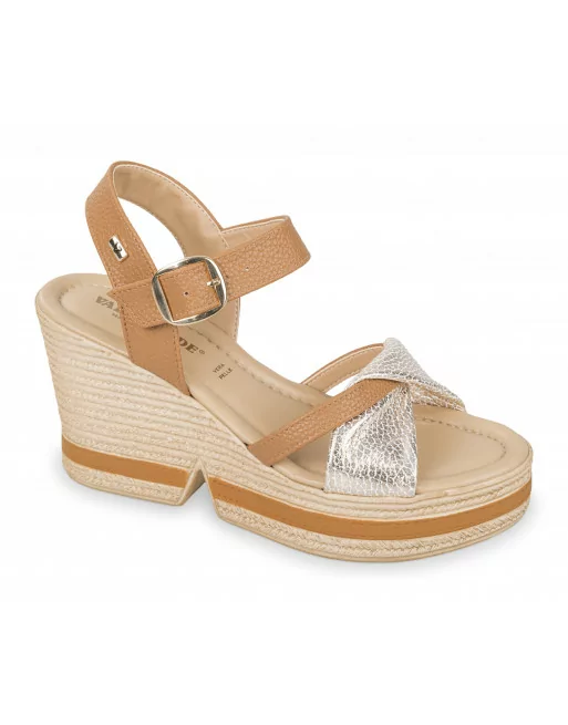 Sandali Donna con zeppa VV49221M Valleverde Bianco o Cuoio