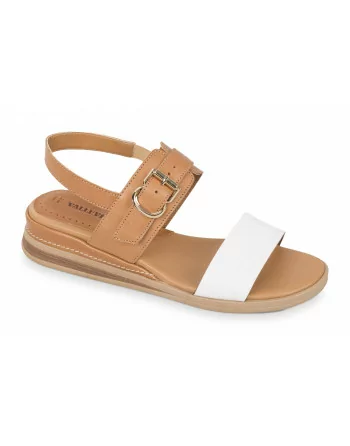 Sandali Donna con zeppa 47011 Valleverde Cuoio o Bianco