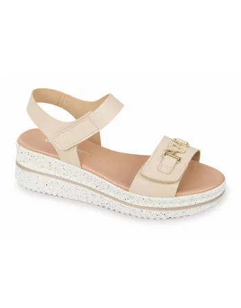 Sandali Donna con zeppa VG2199S Valleverde Beige o Bianco Linea Comfort