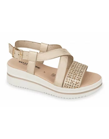Sandali Donna con zeppa V55101 Valleverde Bianco o Oro Linea Comfort