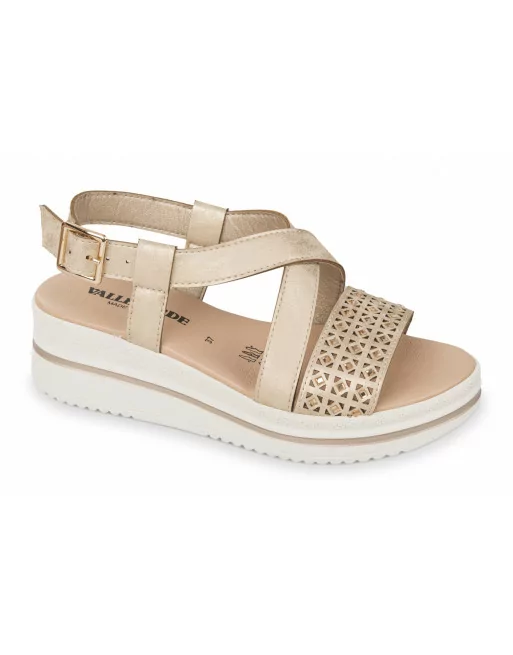 Sandali Donna con zeppa V55101 Valleverde Bianco o Oro Linea Comfort