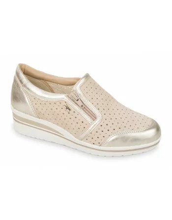 Mocassini Donna con zeppa V49451 Valleverde Blu o Beige Linea Comfort