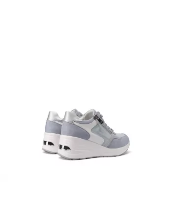 Sneakers Donna Queen Helena X32-28 Bianco o Celeste con cerniera
