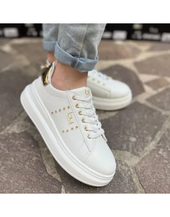 Sneakers Donna Byblos modello POLIS Bianco-Oro e Bianco-Argento