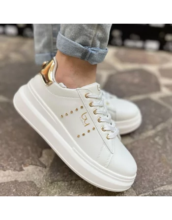 Sneakers Donna Byblos modello POLIS Bianco-Oro e Bianco-Argento