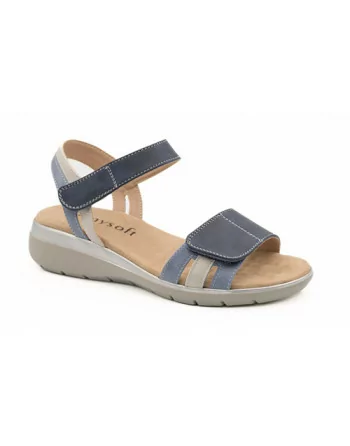 Sandali Donna con strappo e soletta Memory Mysoft 25M002 Cuoio o Blu